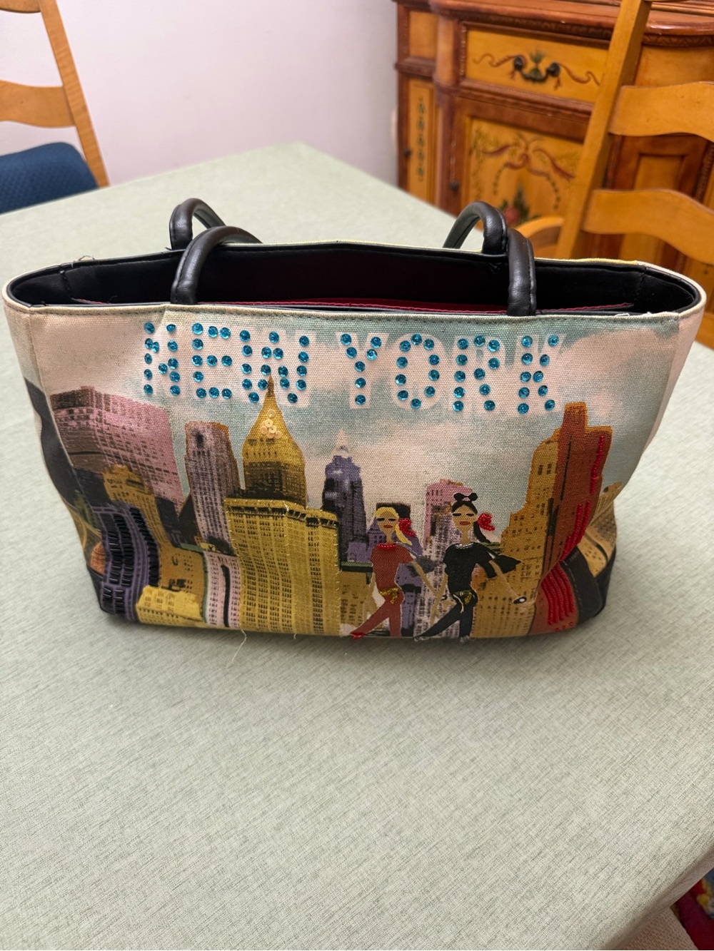 Frankie & Johnnie “New York” Sequined Shoulder Bag Tote Wallet Purse Vintage